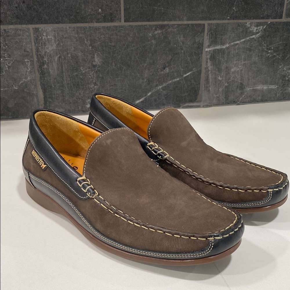 Mephisto Men's Baduard Slip-On Loafer‎ Dark Brown Nubuck Size US 8